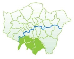 Map showing the areas covered by the South London Waste Partnership